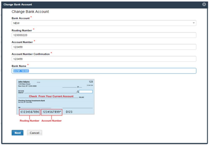 Change a Provider Bank Account